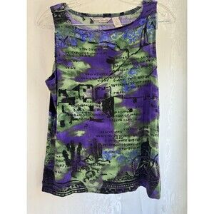 French Laundry Small Western Catus Wide Strap Tank Top